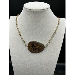 Barse Bronzite Slab Necklace- Bronze- NWT